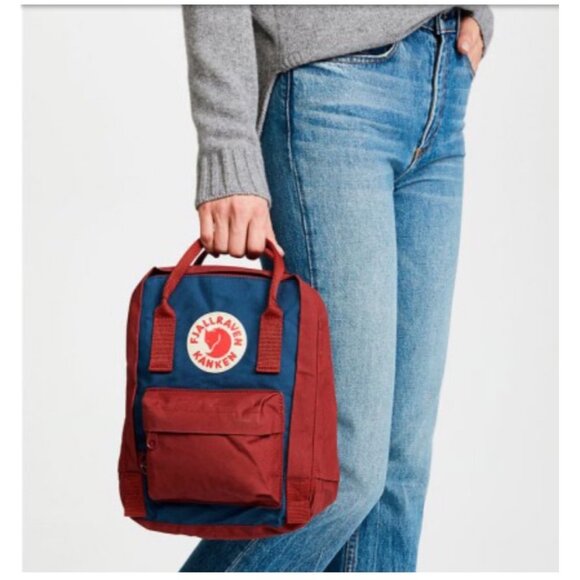 Fjallraven Kanken Mini Tote Style 23561 NWT Royal Blue Ox Red Backpack - Picture 8 of 11